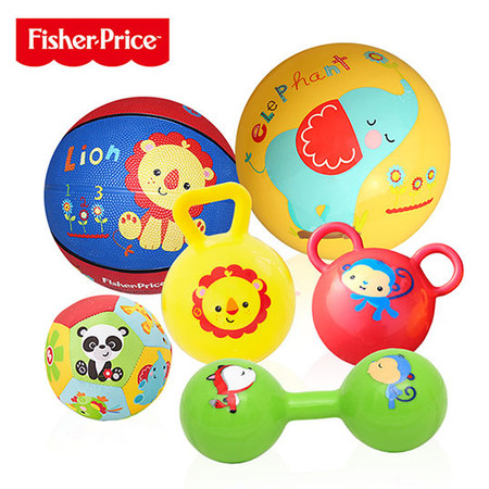 费雪（Fisher Price）宝宝健身球 儿童玩具球套装（六球混装 赠打气筒）F0917